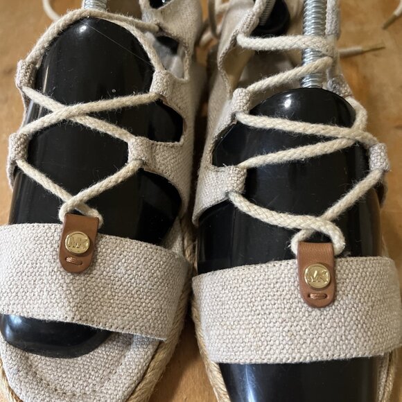 Michael Kors Woman's McKenna Lace Up Sandal Natural 8.5 Espadrille Gladiator - Picture 4 of 12